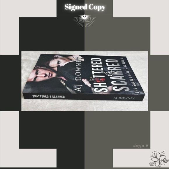 SIGNED Paperback "Shattered & Scarred" by AJ DOWNEY The Sacred Hearts MC Book 1 - Picture 3 of 6